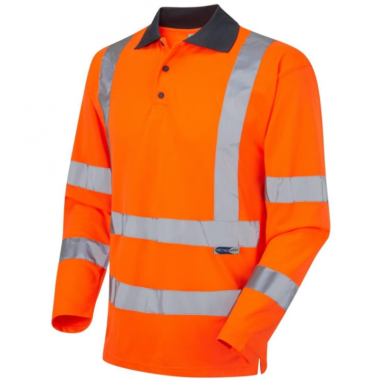 Leo Workwear P06-O Woolsery ISO 20471 Class 3 Coolviz EcoVizRP Sleeved RIS-3279-TOM Polo Shirt Orange